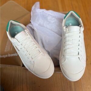 White Sneakers with Green Accents